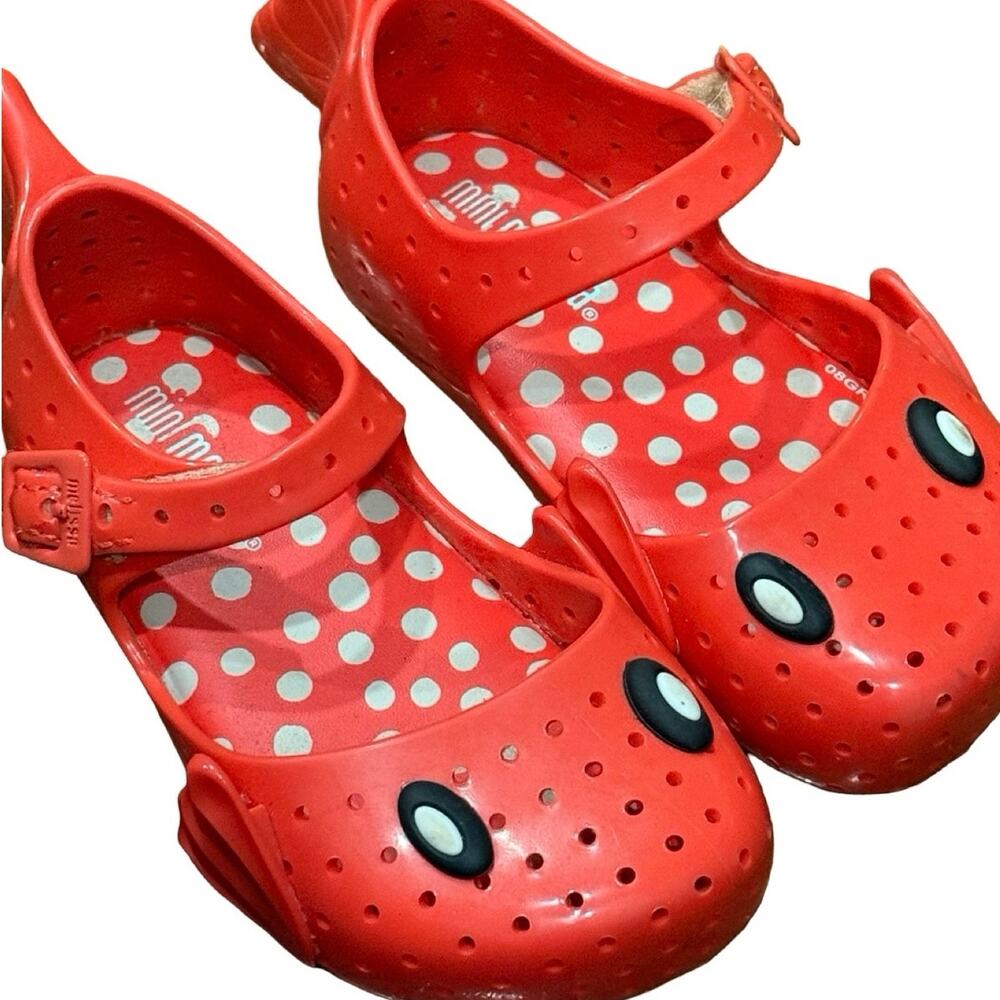 Mini Melissa Furadinha Fabula Fish Jelly Sandals Toddler Girls Size 7 Red Orange